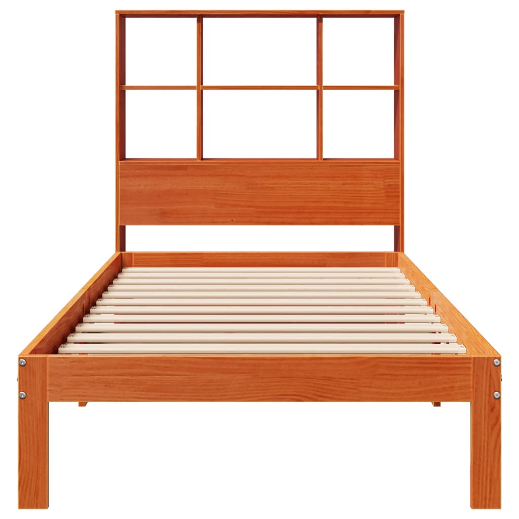 Bed met boekenkast zonder matras grenenhout wasbruin 100x200 cm is nu te koop bij PeponiXL, paradijselijk wonen!