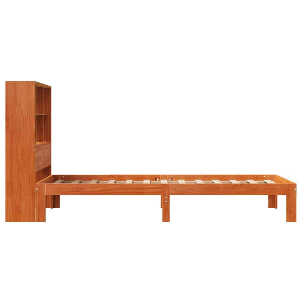 Bed met boekenkast zonder matras grenenhout wasbruin 100x200 cm is nu te koop bij PeponiXL, paradijselijk wonen!