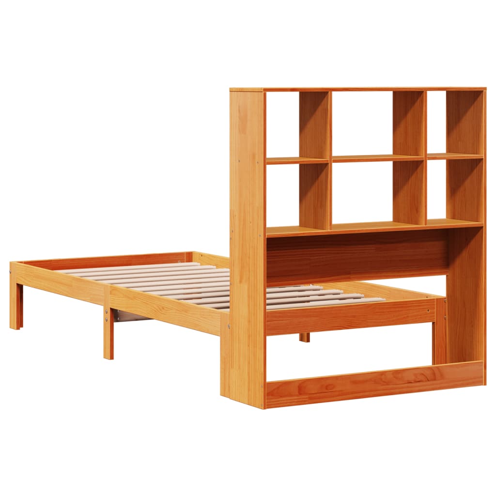 Bed met boekenkast zonder matras grenenhout wasbruin 100x200 cm is nu te koop bij PeponiXL, paradijselijk wonen!