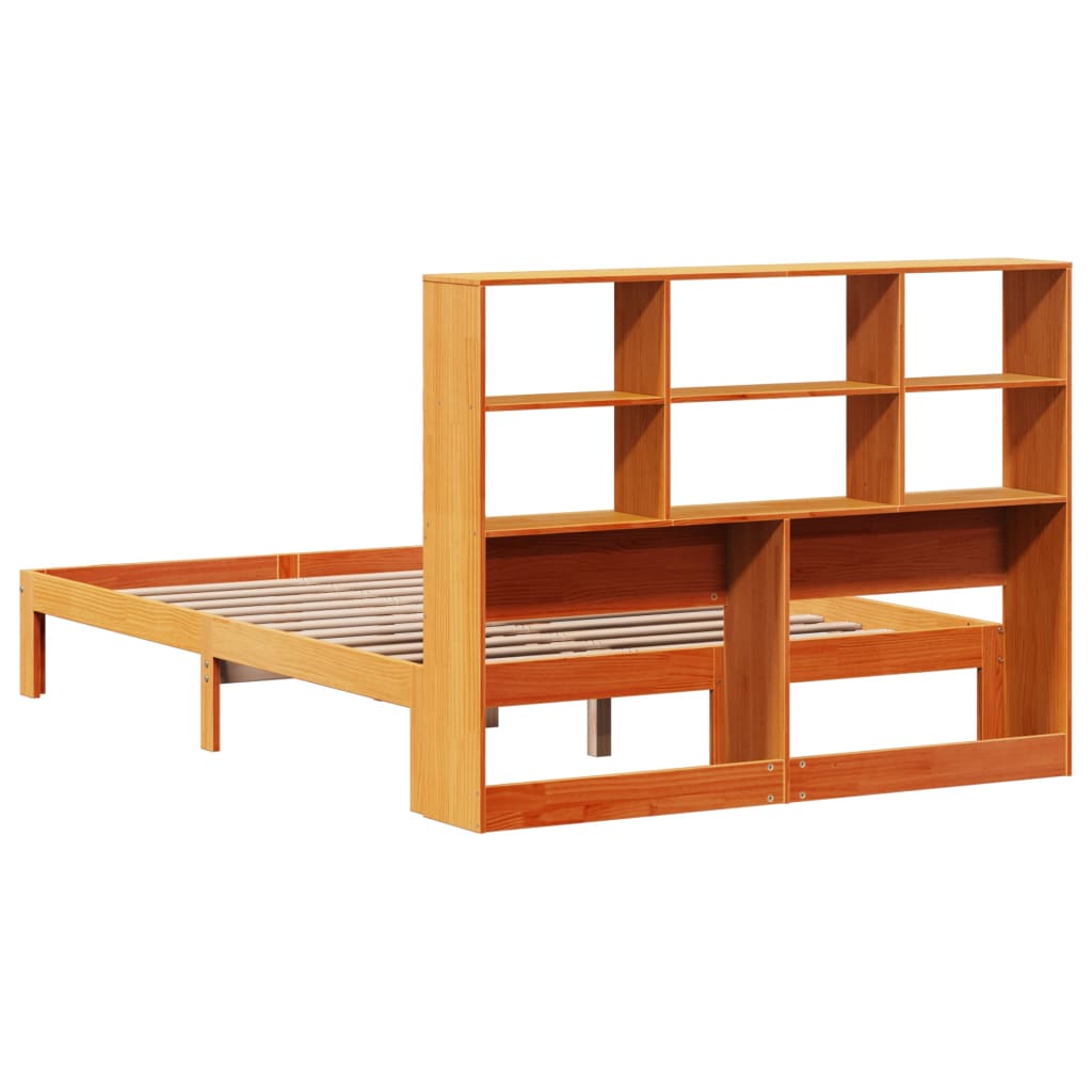 Bed met boekenkast zonder matras grenenhout wasbruin 140x200 cm is nu te koop bij PeponiXL, paradijselijk wonen!