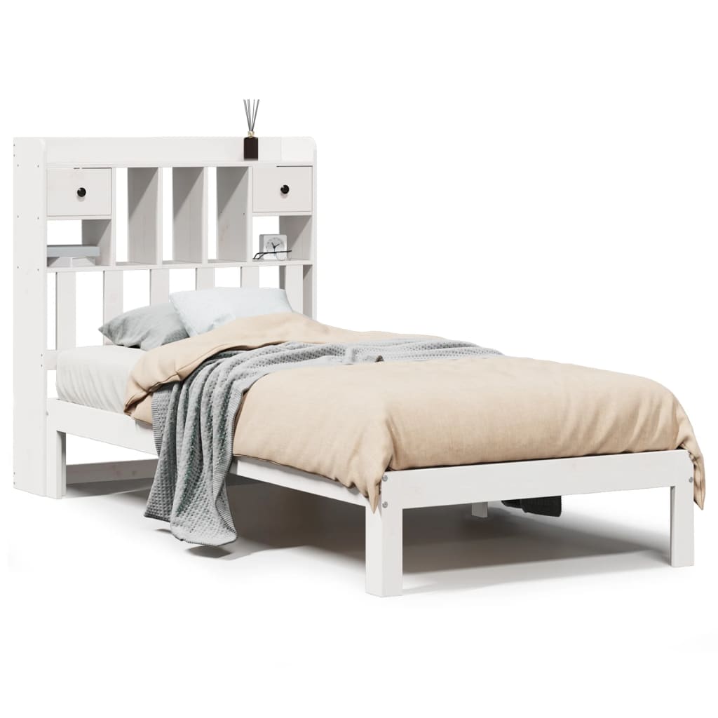 Bed met boekenkast zonder matras grenenhout wit 75x190 cm is nu te koop bij PeponiXL, paradijselijk wonen!