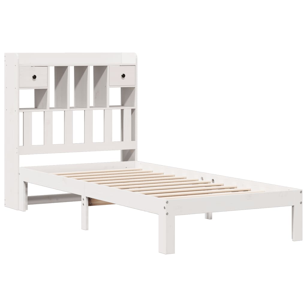 Bed met boekenkast zonder matras grenenhout wit 75x190 cm is nu te koop bij PeponiXL, paradijselijk wonen!