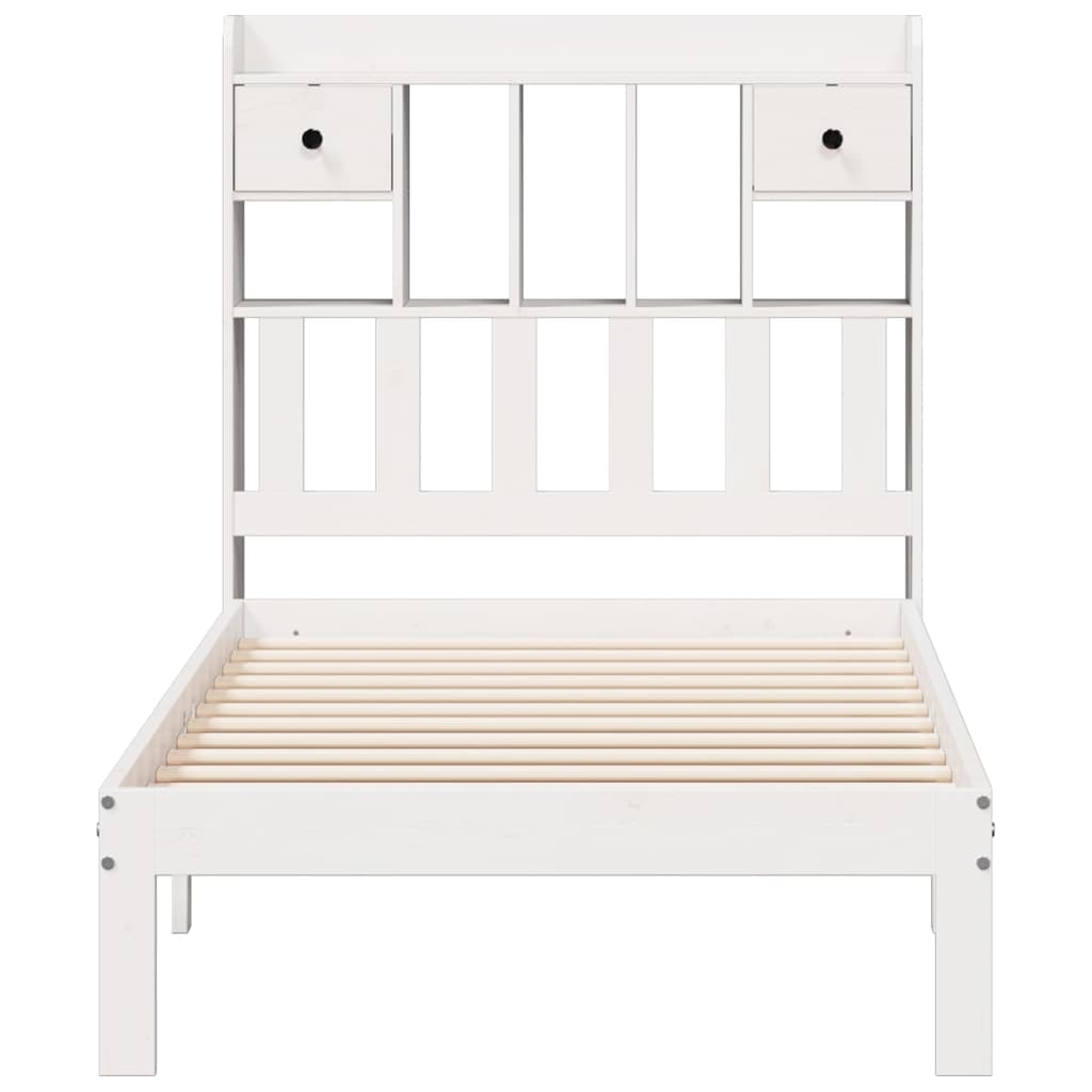 Bed met boekenkast zonder matras grenenhout wit 75x190 cm is nu te koop bij PeponiXL, paradijselijk wonen!