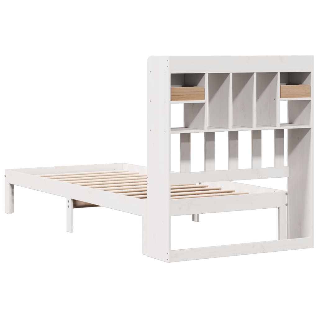 Bed met boekenkast zonder matras grenenhout wit 75x190 cm is nu te koop bij PeponiXL, paradijselijk wonen!
