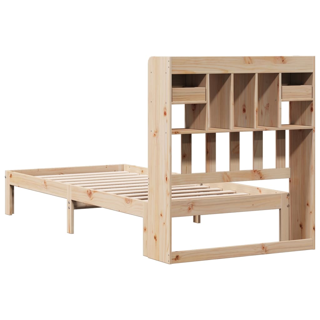 Bed met boekenkast zonder matras massief grenenhout 90x190 cm is nu te koop bij PeponiXL, paradijselijk wonen!