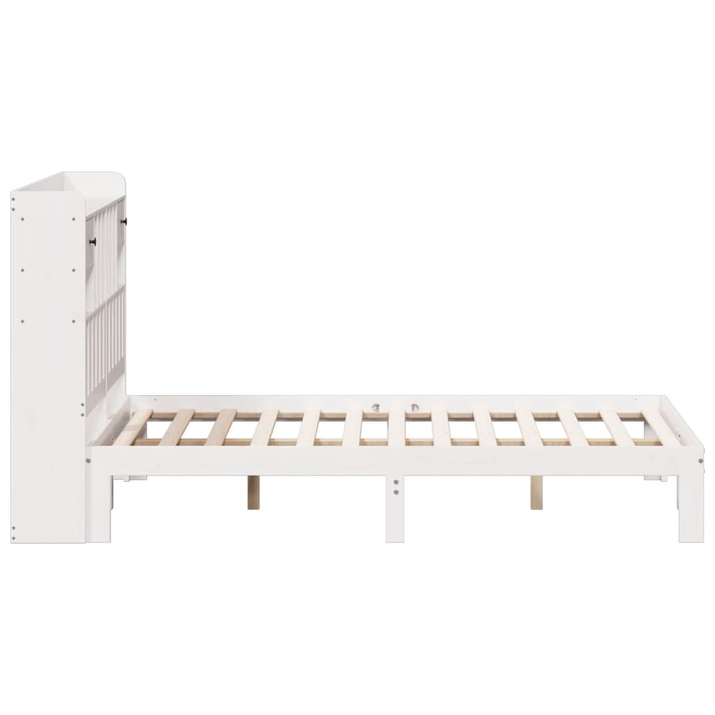 Bed met boekenkast zonder matras grenenhout wit 135x190 cm is nu te koop bij PeponiXL, paradijselijk wonen!