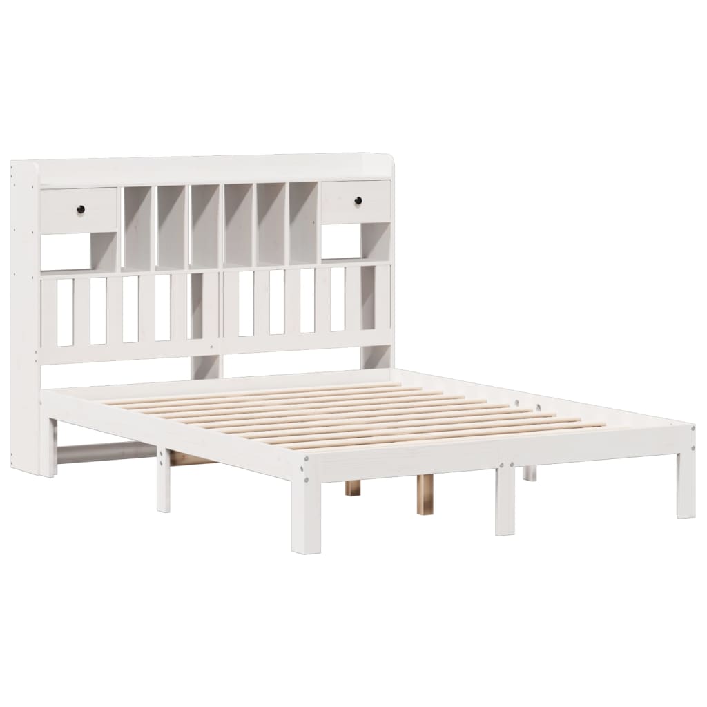 Bed met boekenkast zonder matras grenenhout wit 140x190 cm is nu te koop bij PeponiXL, paradijselijk wonen!
