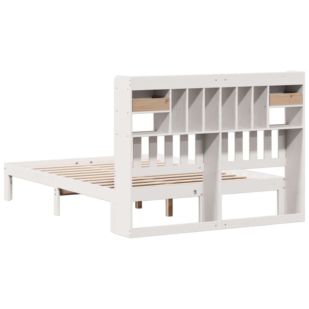 Bed met boekenkast zonder matras grenenhout wit 140x190 cm is nu te koop bij PeponiXL, paradijselijk wonen!