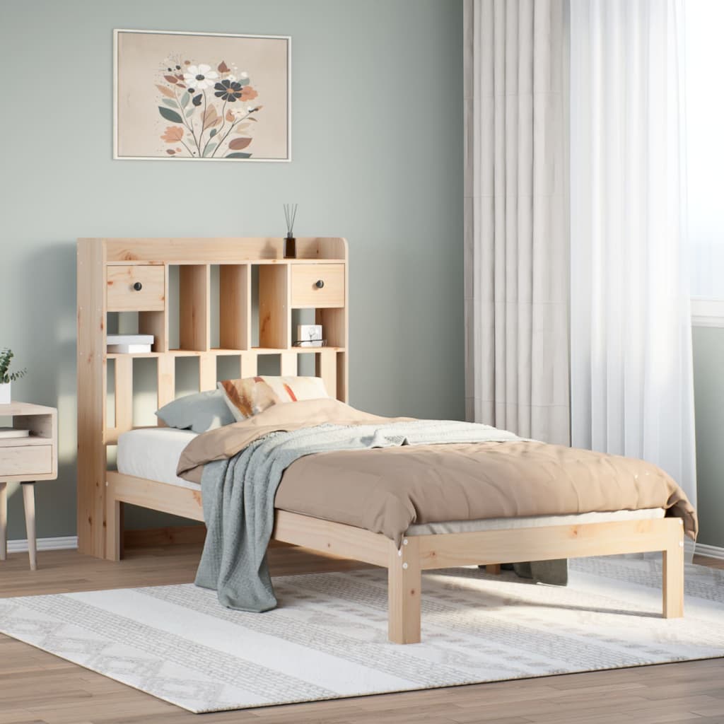 Bed met boekenkast zonder matras massief grenenhout 90x200 cm is nu te koop bij PeponiXL, paradijselijk wonen!