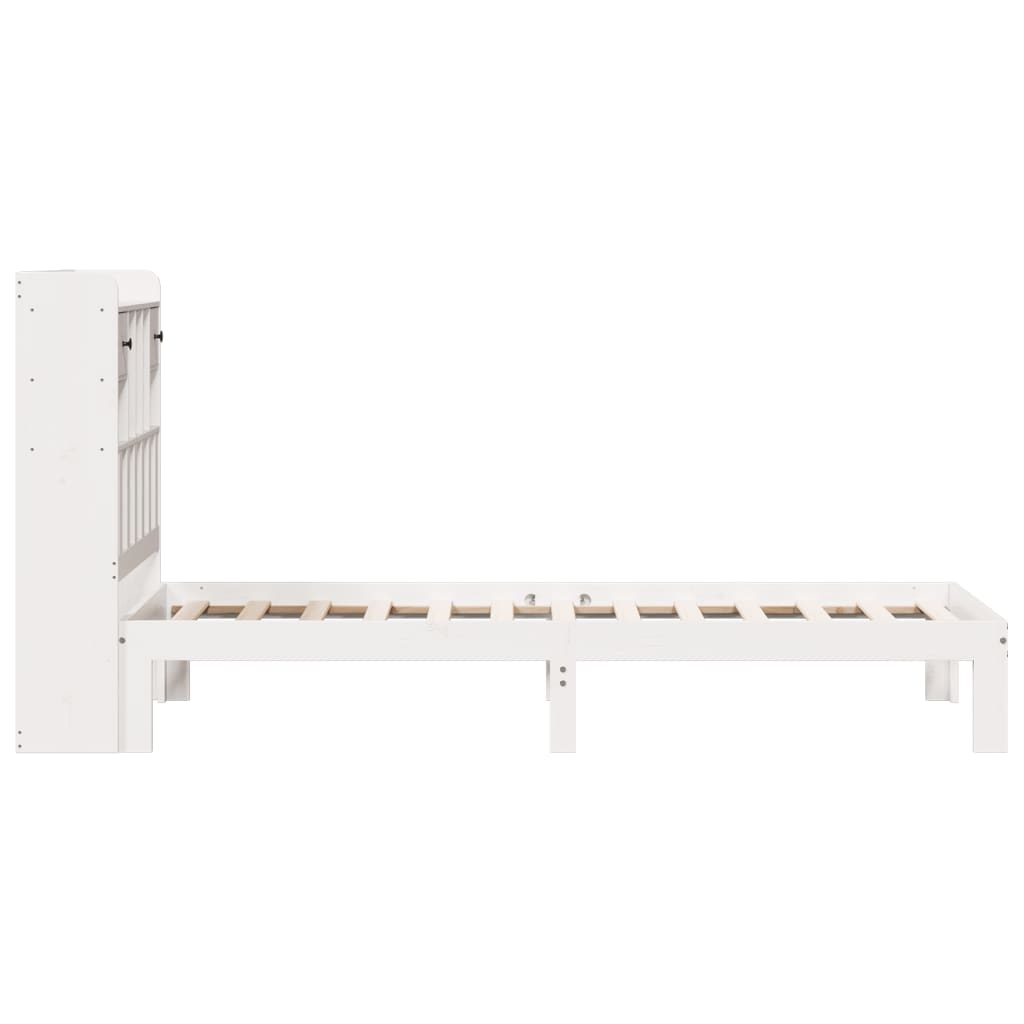 Bed met boekenkast zonder matras grenenhout wit 90x200 cm is nu te koop bij PeponiXL, paradijselijk wonen!