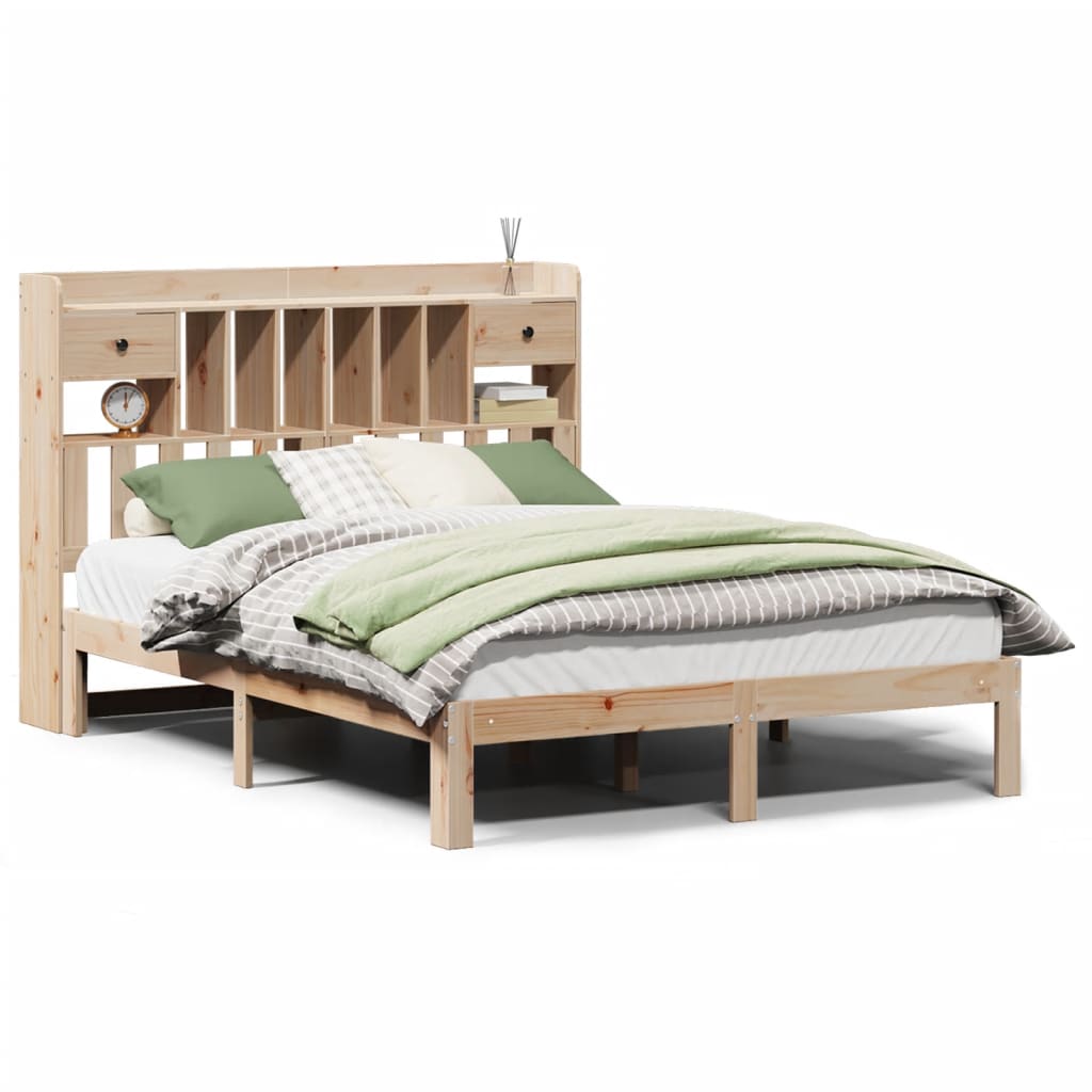 Bed met boekenkast zonder matras massief grenenhout 140x200 cm is nu te koop bij PeponiXL, paradijselijk wonen!