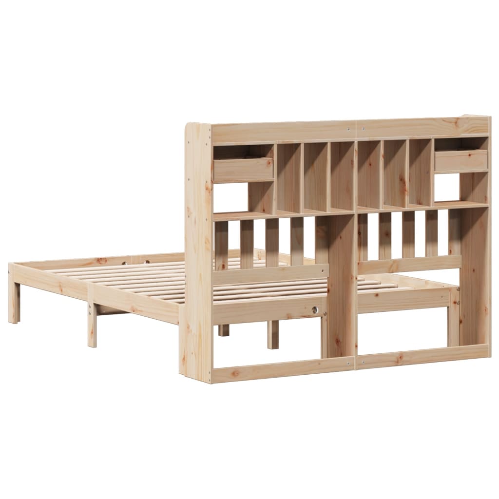 Bed met boekenkast zonder matras massief grenenhout 140x200 cm is nu te koop bij PeponiXL, paradijselijk wonen!