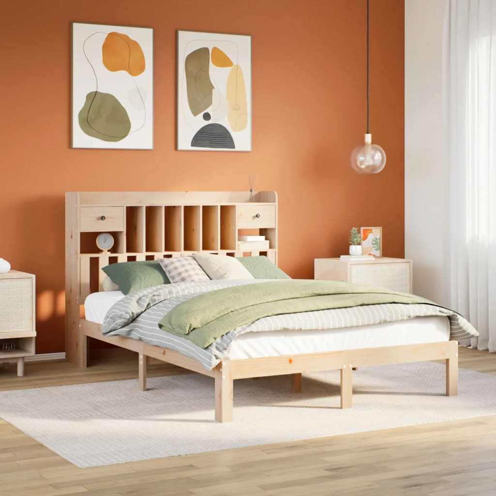 Bed met boekenkast zonder matras massief grenenhout 140x200 cm is nu te koop bij PeponiXL, paradijselijk wonen!