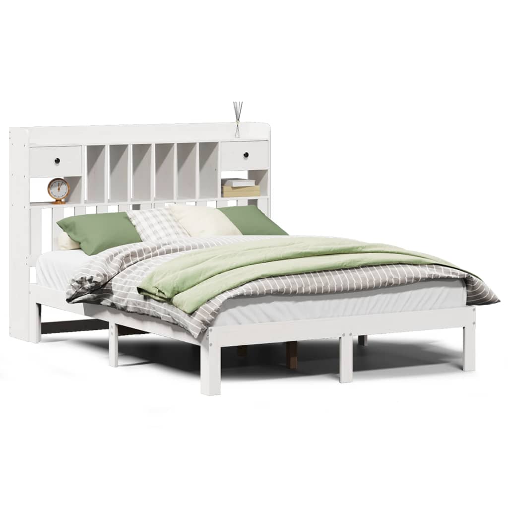 Bed met boekenkast zonder matras grenenhout wit 140x200 cm is nu te koop bij PeponiXL, paradijselijk wonen!