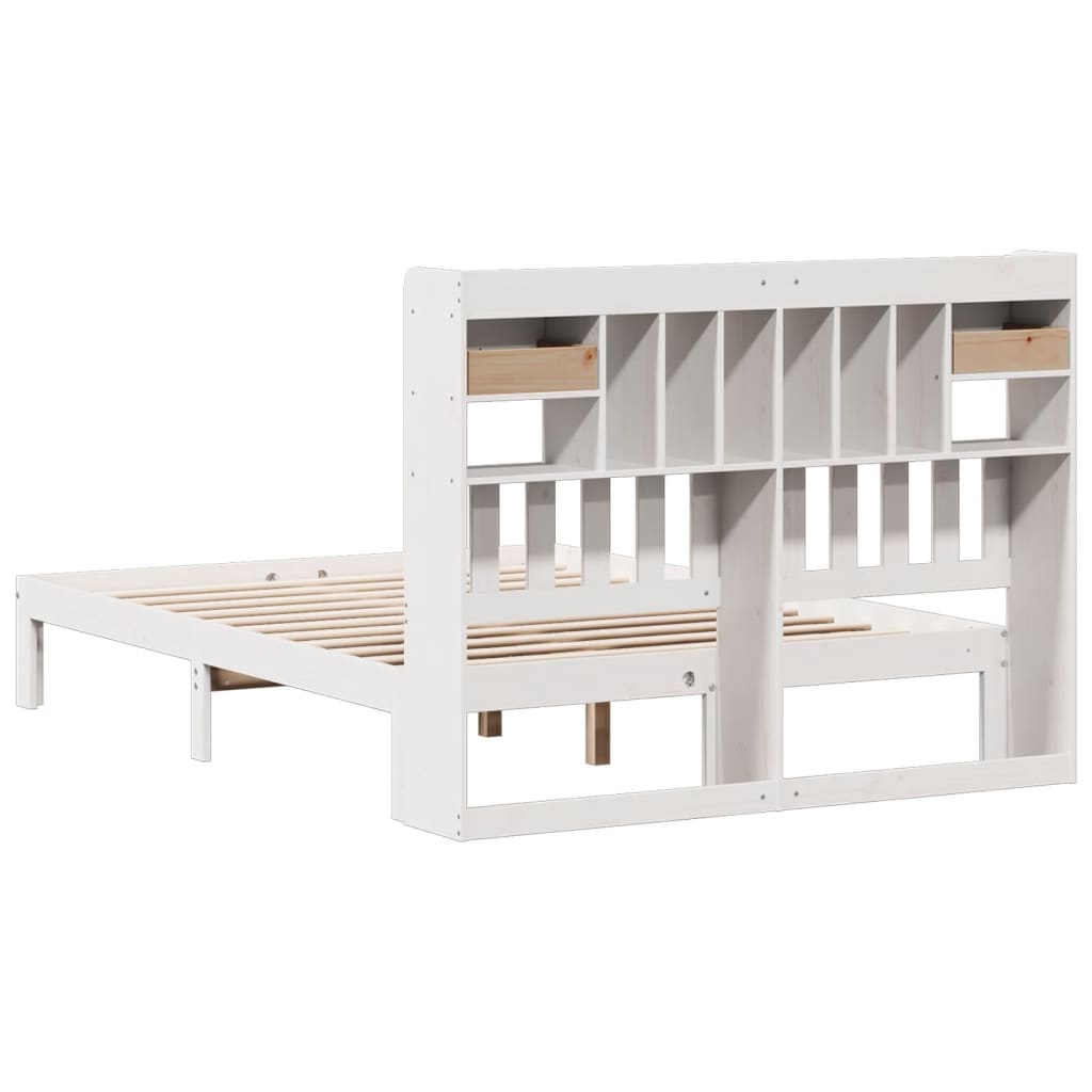 Bed met boekenkast zonder matras grenenhout wit 140x200 cm is nu te koop bij PeponiXL, paradijselijk wonen!