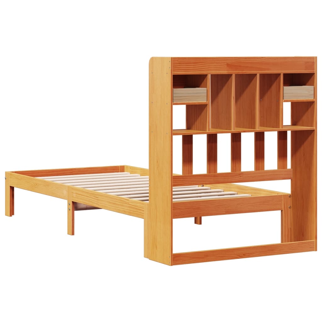 Bed met boekenkast zonder matras grenenhout wasbruin 75x190 cm is nu te koop bij PeponiXL, paradijselijk wonen!