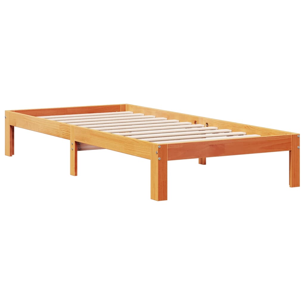 Bed met boekenkast zonder matras grenenhout wasbruin 75x190 cm is nu te koop bij PeponiXL, paradijselijk wonen!