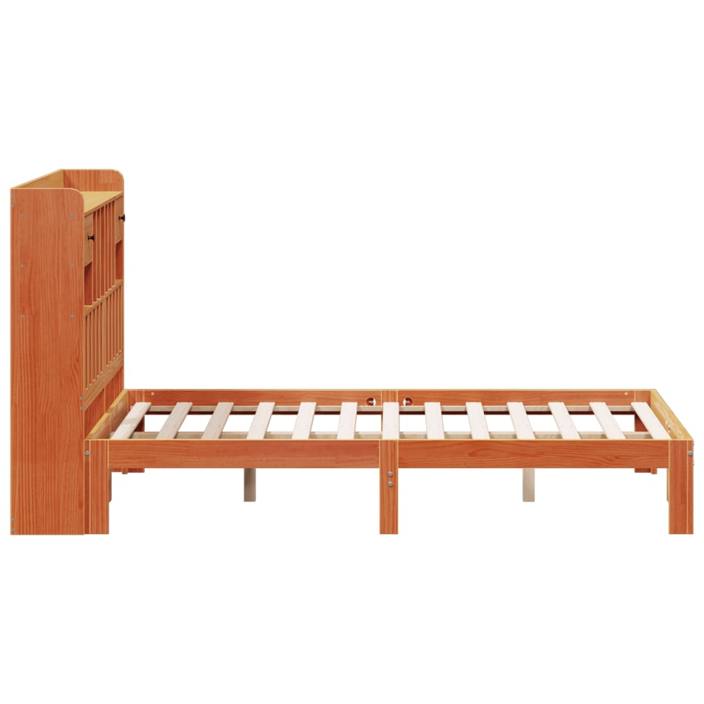 Bed met boekenkast zonder matras grenenhout wasbruin 135x190 cm is nu te koop bij PeponiXL, paradijselijk wonen!