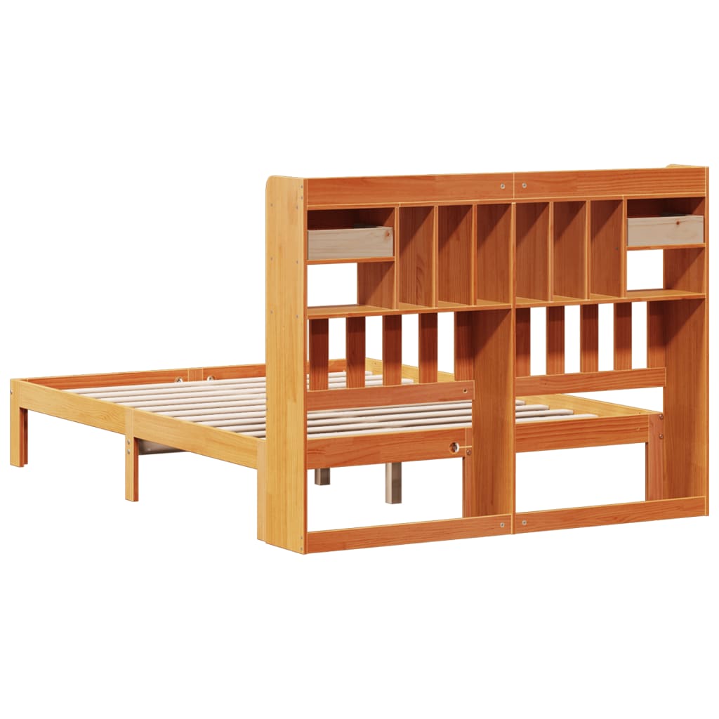Bed met boekenkast zonder matras grenenhout wasbruin 135x190 cm is nu te koop bij PeponiXL, paradijselijk wonen!