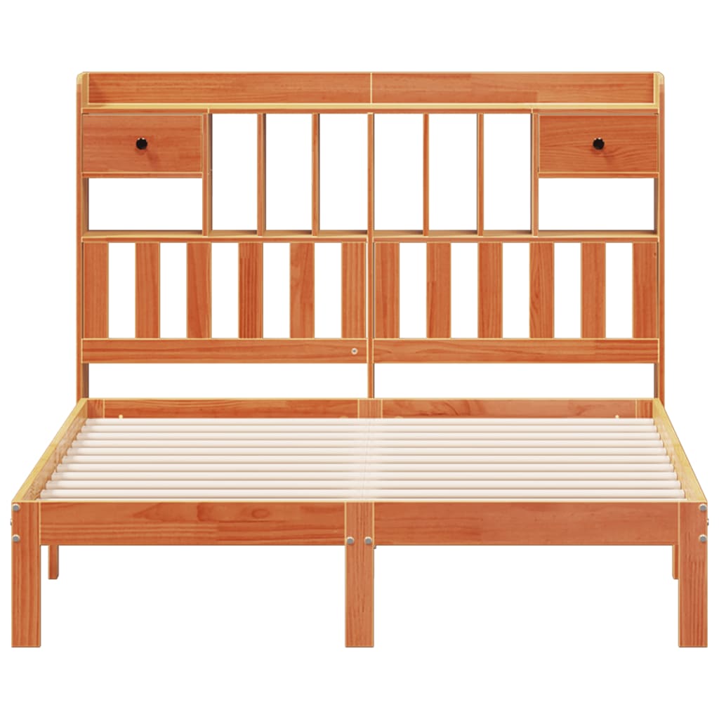 Bed met boekenkast zonder matras grenenhout wasbruin 140x190 cm is nu te koop bij PeponiXL, paradijselijk wonen!