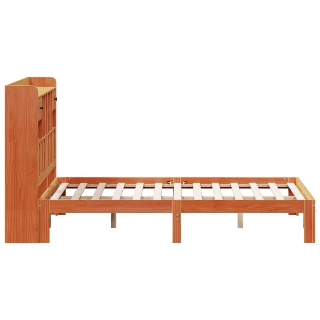 Bed met boekenkast zonder matras grenenhout wasbruin 140x190 cm is nu te koop bij PeponiXL, paradijselijk wonen!