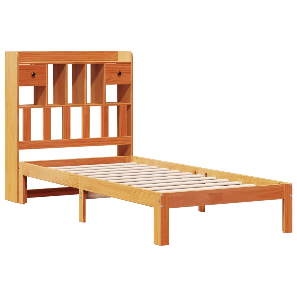 Bed met boekenkast zonder matras grenenhout wasbruin 100x200 cm is nu te koop bij PeponiXL, paradijselijk wonen!