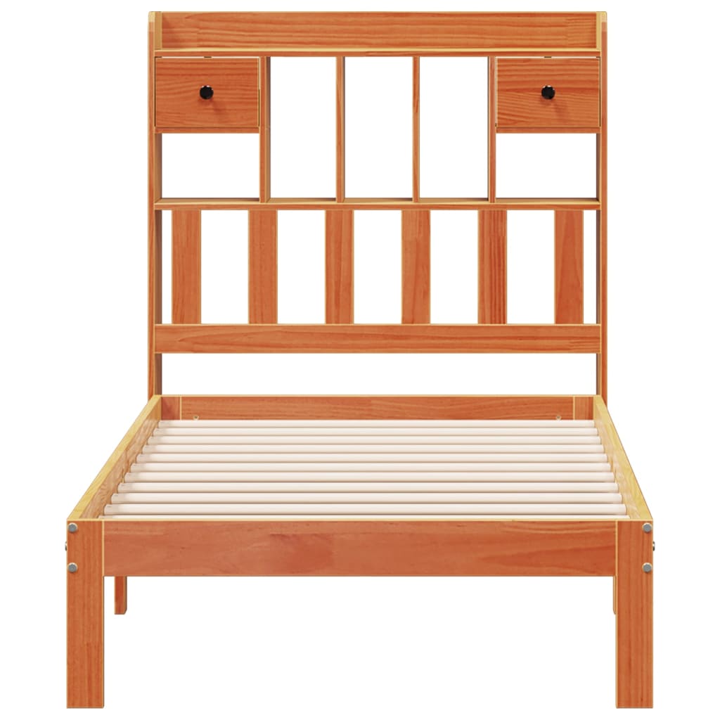 Bed met boekenkast zonder matras grenenhout wasbruin 100x200 cm is nu te koop bij PeponiXL, paradijselijk wonen!