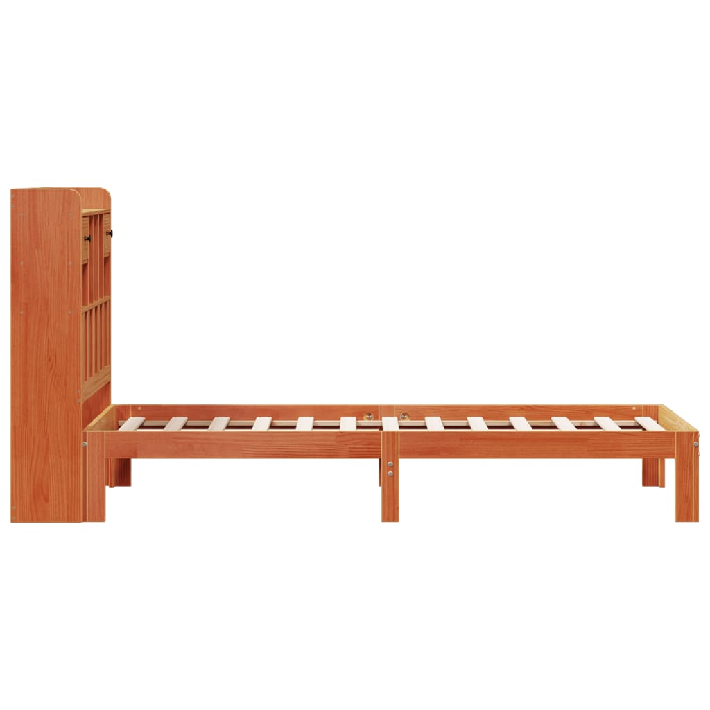 Bed met boekenkast zonder matras grenenhout wasbruin 100x200 cm is nu te koop bij PeponiXL, paradijselijk wonen!