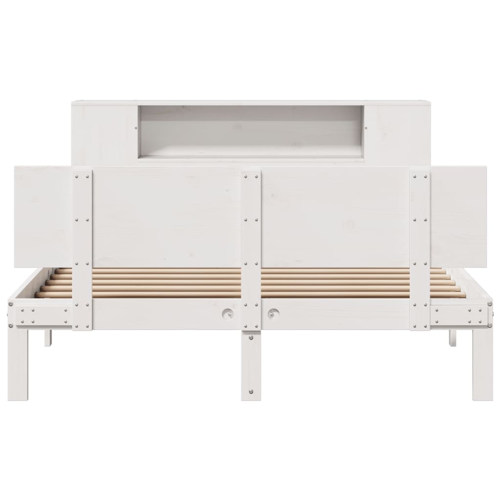 Bed met boekenkast zonder matras grenenhout wit 120x190 cm