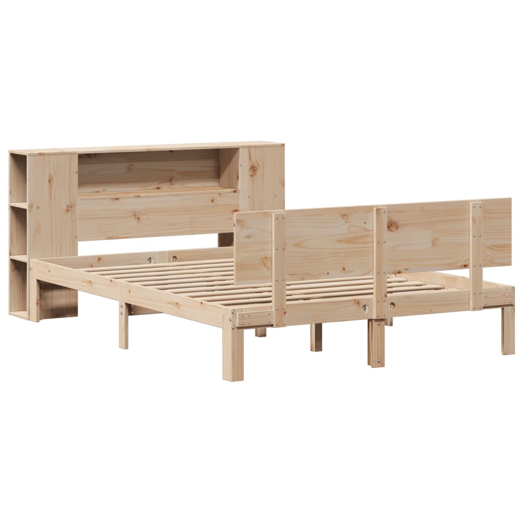 Bed met boekenkast zonder matras massief grenenhout 140x200 cm