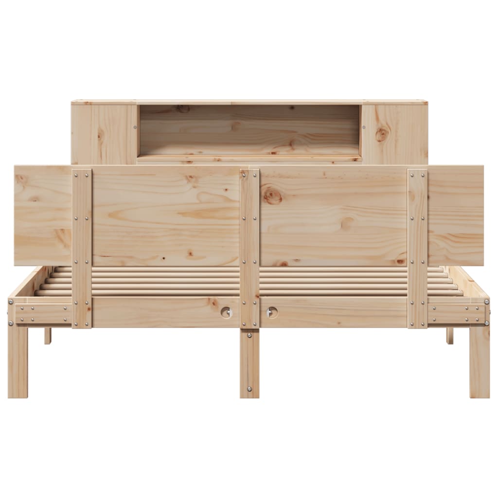 Bed met boekenkast zonder matras massief grenenhout 140x200 cm