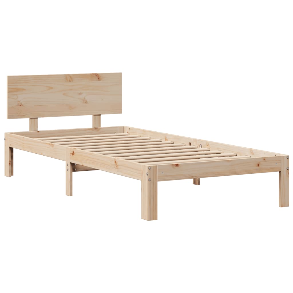Bed met boekenkast zonder matras massief grenenhout 140x200 cm