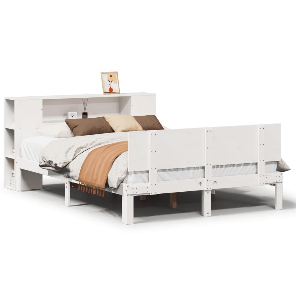 Bed met boekenkast zonder matras grenenhout wit 140x200 cm is nu te koop bij PeponiXL, paradijselijk wonen!