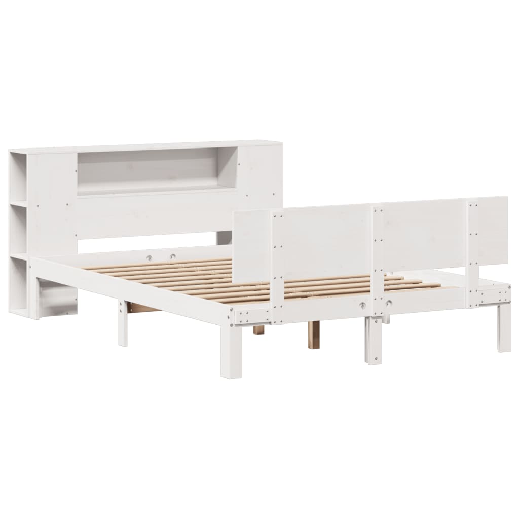 Bed met boekenkast zonder matras grenenhout wit 140x200 cm is nu te koop bij PeponiXL, paradijselijk wonen!