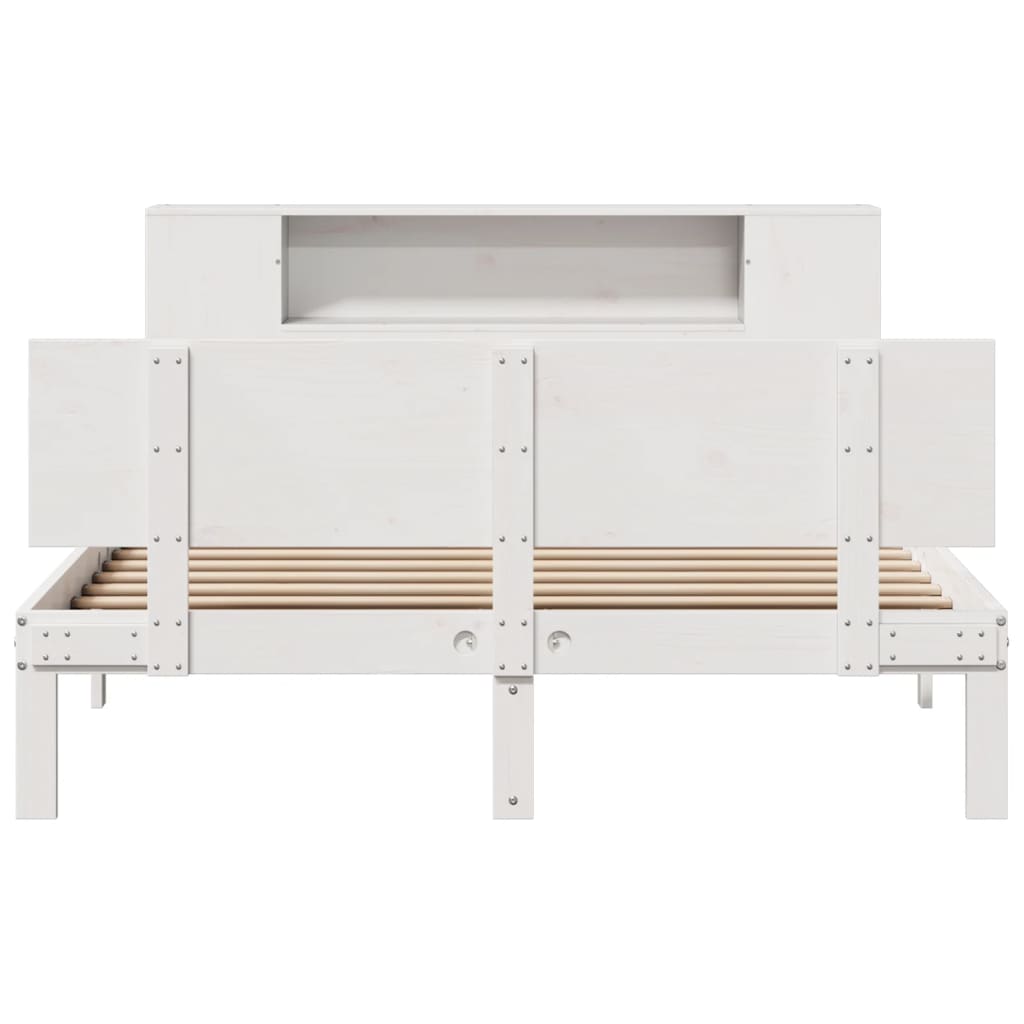 Bed met boekenkast zonder matras grenenhout wit 140x200 cm is nu te koop bij PeponiXL, paradijselijk wonen!