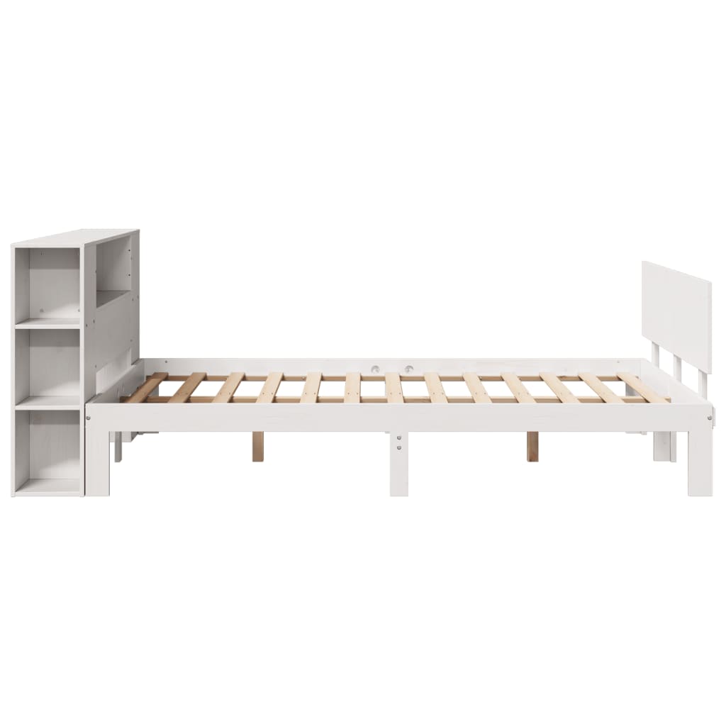 Bed met boekenkast zonder matras grenenhout wit 140x200 cm is nu te koop bij PeponiXL, paradijselijk wonen!