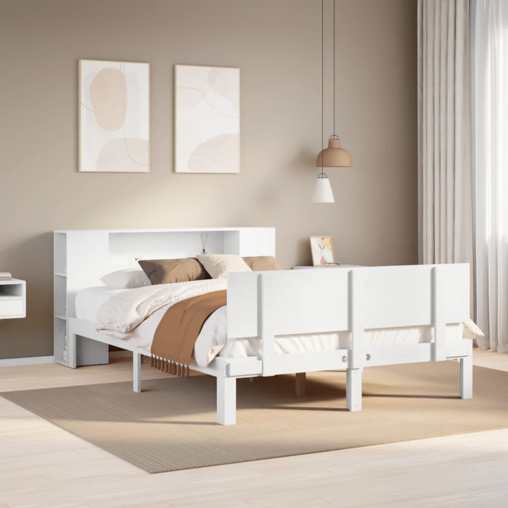 Bed met boekenkast zonder matras grenenhout wit 140x200 cm is nu te koop bij PeponiXL, paradijselijk wonen!