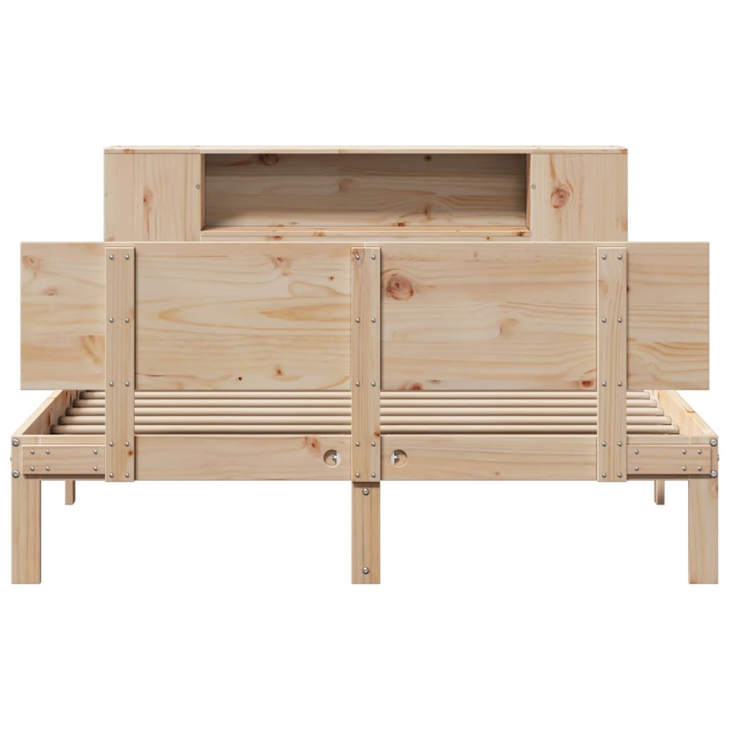Bed met boekenkast zonder matras massief grenenhout 150x200 cm