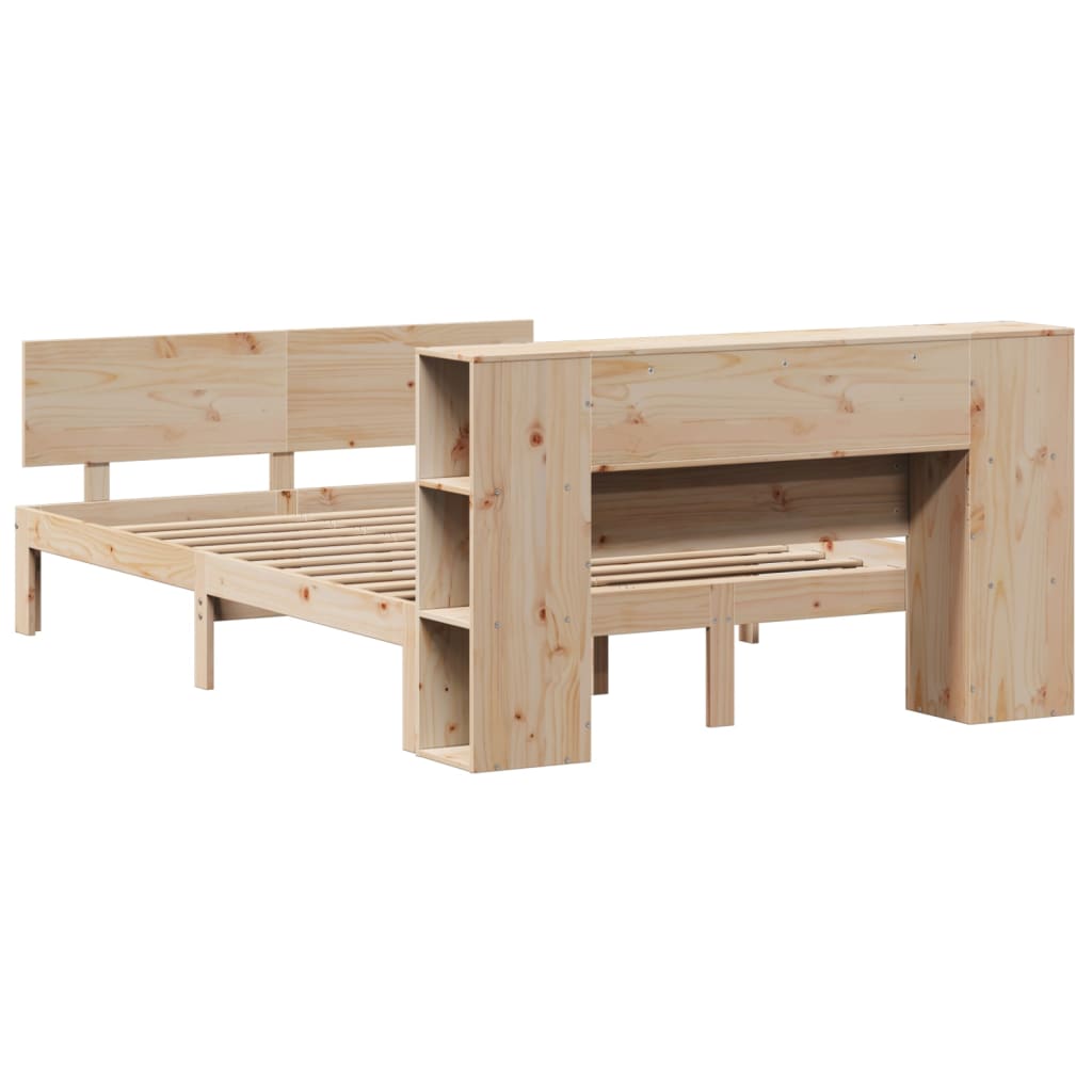 Bed met boekenkast zonder matras massief grenenhout 150x200 cm