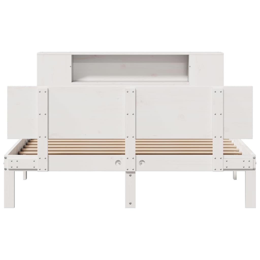 Bed met boekenkast zonder matras grenenhout wit 150x200 cm is nu te koop bij PeponiXL, paradijselijk wonen!