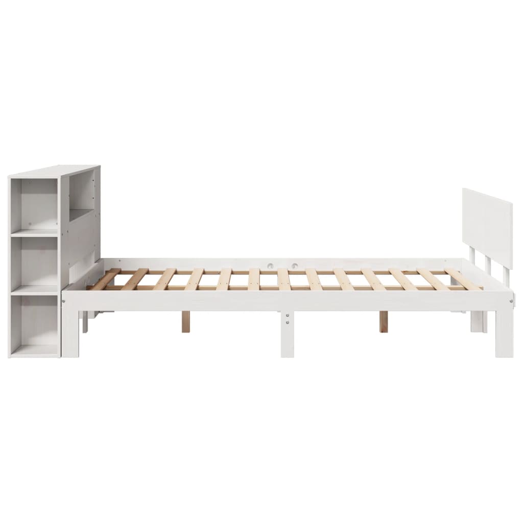 Bed met boekenkast zonder matras grenenhout wit 150x200 cm is nu te koop bij PeponiXL, paradijselijk wonen!