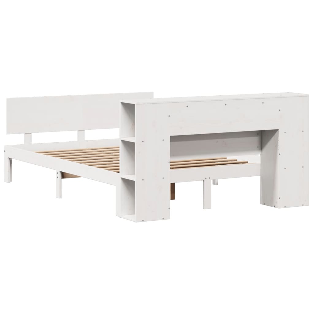 Bed met boekenkast zonder matras grenenhout wit 150x200 cm is nu te koop bij PeponiXL, paradijselijk wonen!