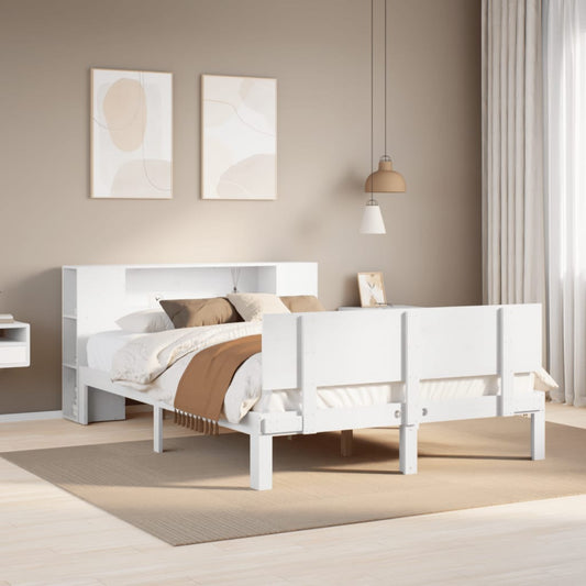 Bed met boekenkast zonder matras grenenhout wit 150x200 cm is nu te koop bij PeponiXL, paradijselijk wonen!