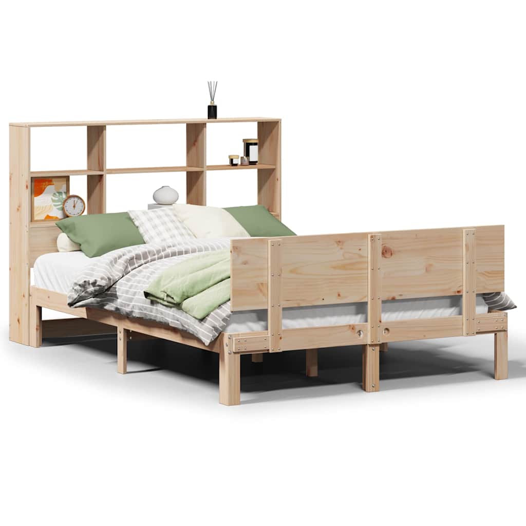 Bed met boekenkast zonder matras massief grenenhout 140x200 cm
