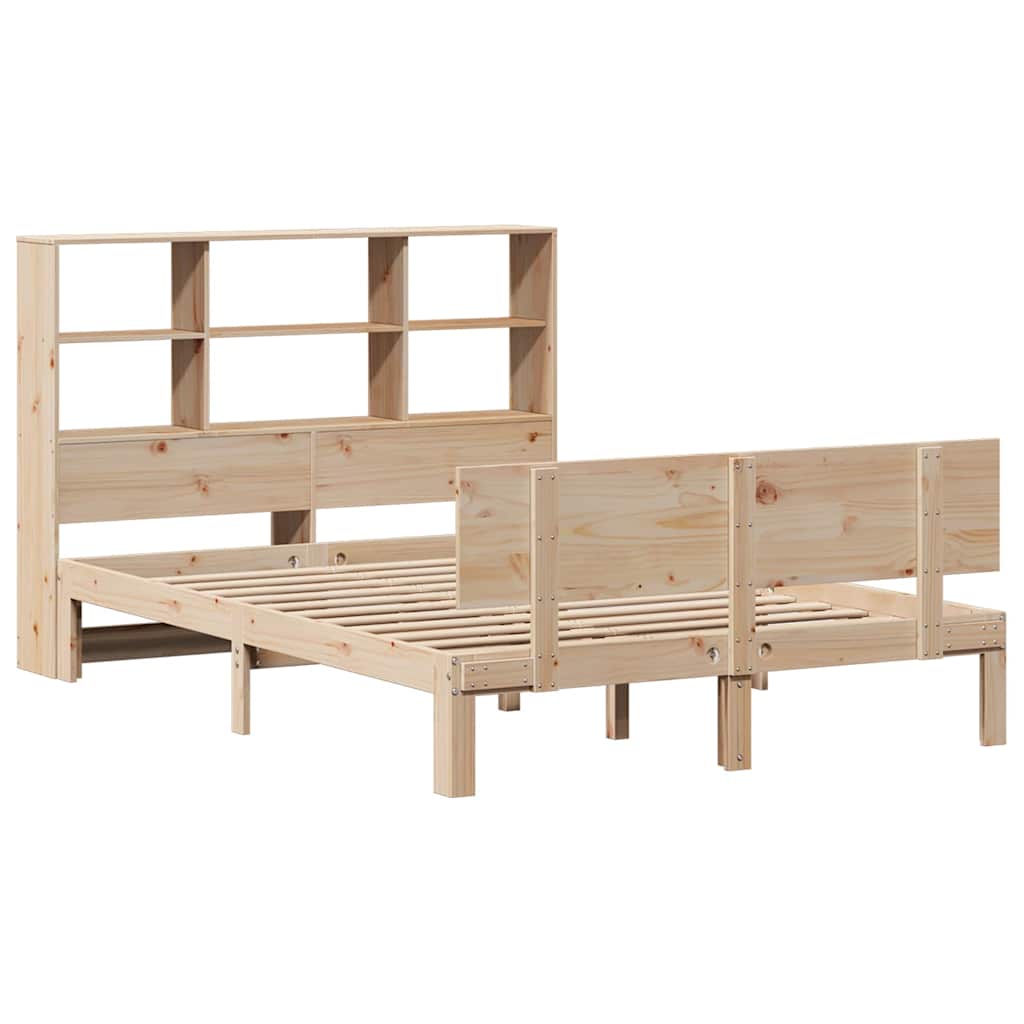 Bed met boekenkast zonder matras massief grenenhout 140x200 cm