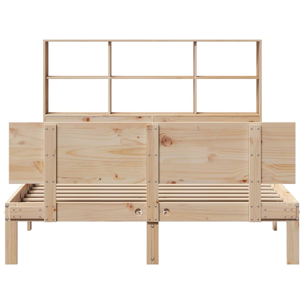 Bed met boekenkast zonder matras massief grenenhout 140x200 cm