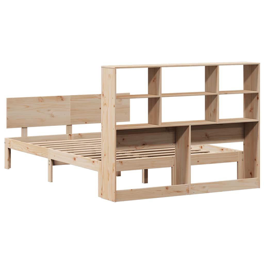 Bed met boekenkast zonder matras massief grenenhout 140x200 cm