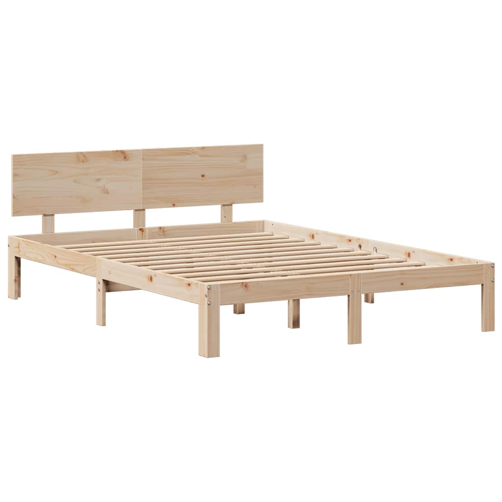 Bed met boekenkast zonder matras massief grenenhout 140x200 cm