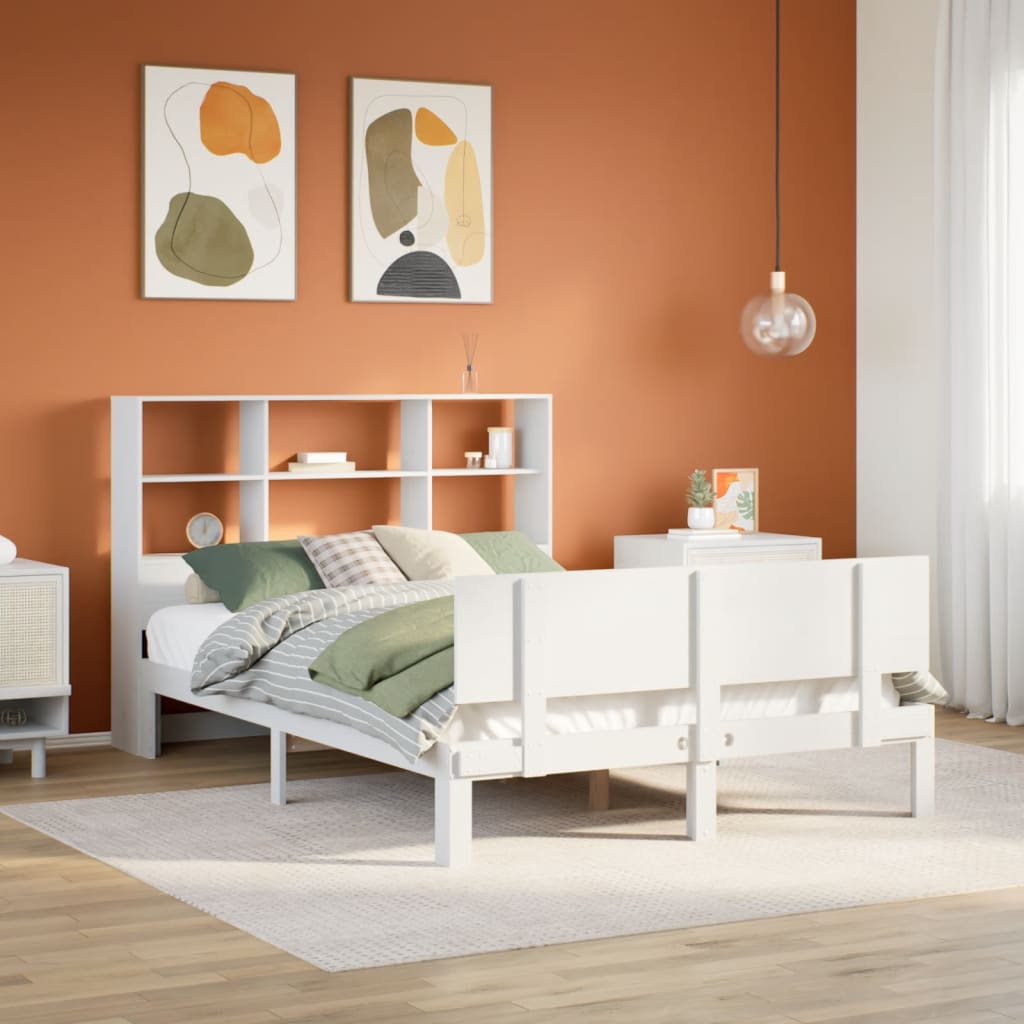 Bed met boekenkast zonder matras grenenhout wit 140x200 cm is nu te koop bij PeponiXL, paradijselijk wonen!