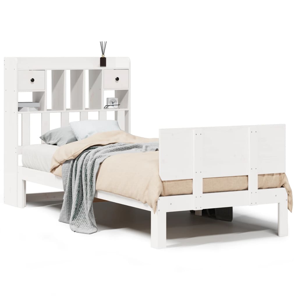 Bed met boekenkast zonder matras grenenhout wit 90x200 cm is nu te koop bij PeponiXL, paradijselijk wonen!